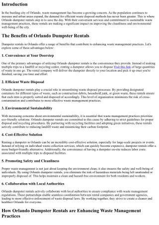 How Orlando Dumpster Rentals are Enhancing Waste Management Practices