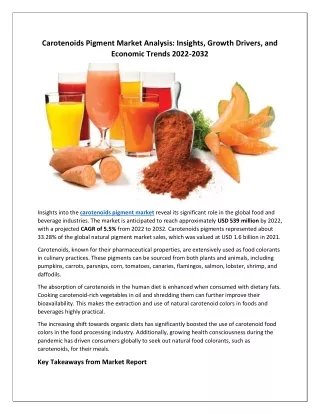 Carotenoids Pigment Market