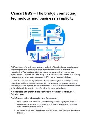 Csmart BSS – The bridge connecting technology and business simplicity