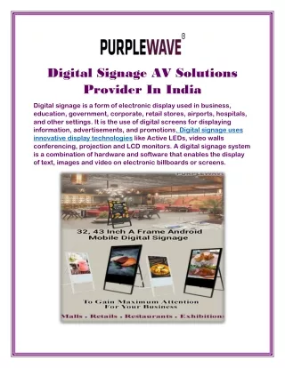 Digital Signage AV Solutions Provider In India