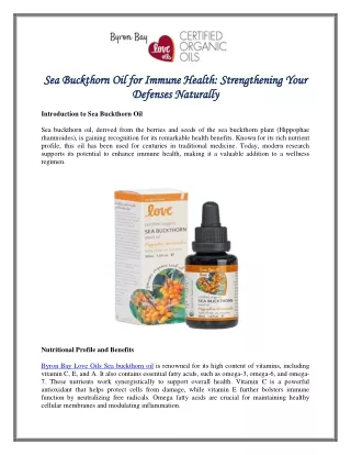 Sea Buckthorn Oil for Immune Health Strengthening Your Defenses Naturally