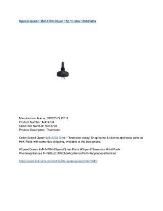 Speed Queen M414704 Dryer Thermistor HnKParts