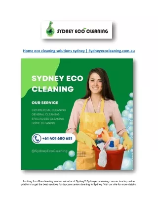 Home eco cleaning solutions sydney | Sydneyecocleaning.com.au