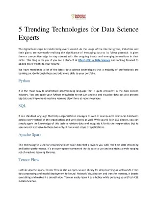 5 Trending Technologies for Data Science Experts