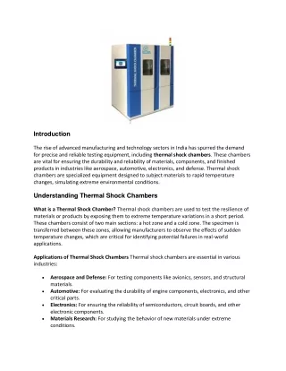 tharmal shock chamber manufactrurer in india