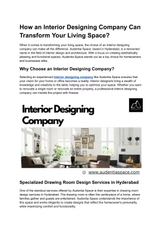 How an Interior Designing Company Can Transform Your Living Space