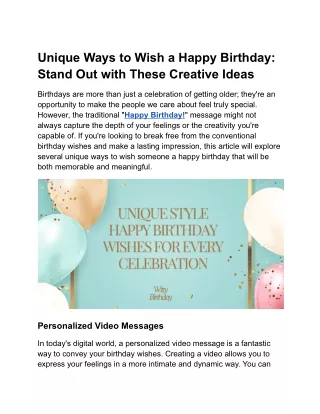 Unique Ways to Wish a Happy Birthday_ Stand Out with These Creative Ideas