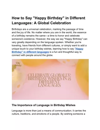 How to Say _Happy Birthday_ in Different Languages_ A Global Celebration