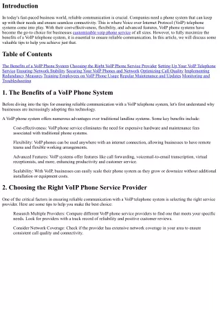 Tips for Ensuring Reliable Communication with a VoIP Telephone System