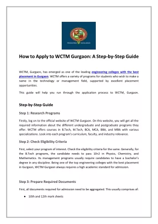 How to Apply to WCTM Gurgaon_ A Step-by-Step Guide