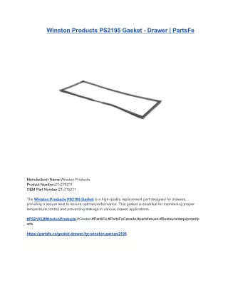 Winston Products PS2195 Gasket - Drawer _ PartsFe