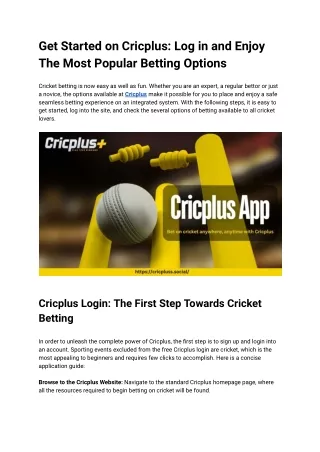 Get Started on Cricplus_ Log in and Enjoy The Most Popular Betting Options