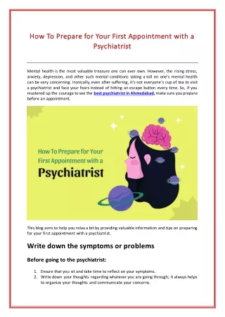 How To Prepare for Your First Appointment with a Psychiatrist