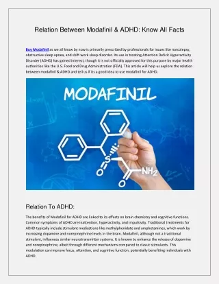 Relation between Modafinil & ADHD Know all facts