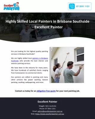 Highly Skilled Local Painters in Brisbane Southside - Excellent Painter