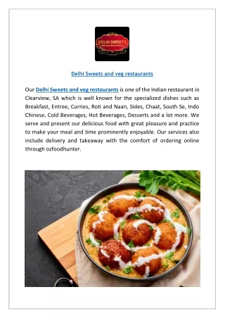 Delhi Sweets and Veg Restaurant menu - Clearview | Order Online