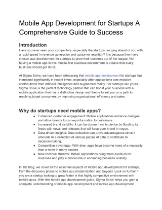 Mobile App Development for Startups A Comprehensive Guide to Success