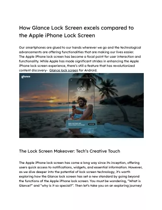 How Glance Lock Screen excels compared to the Apple iPhone Lock Screen