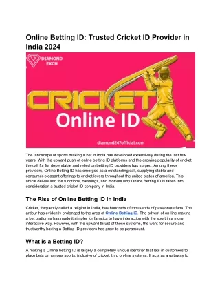 Online Betting ID_ Trusted Cricket ID Provider in India 2024