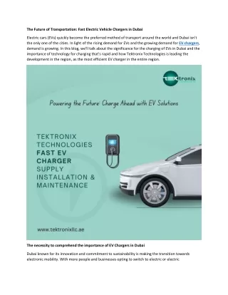 Fast EV Charger in Dubai