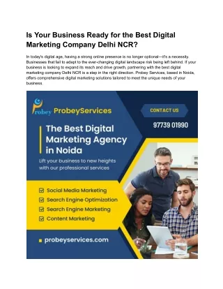 Is Your Business Ready for the Best Digital Marketing Company Delhi NCR