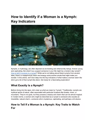 How to Identify if a Woman is a Nymph_ Key Indicators