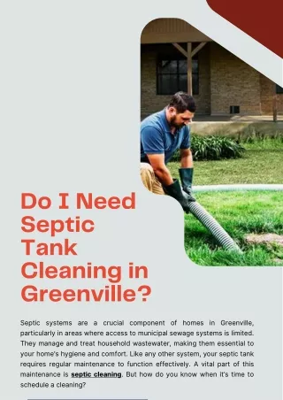 Do I Need Septic Tank Cleaning in Greenville?