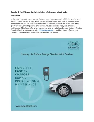 Fast EV Charger Supply