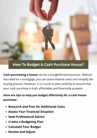 How To Budget A Cash Purchase House?