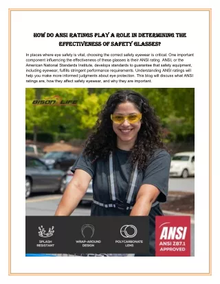 How Do ANSI Ratings Play a Role in Determining the Effectiveness of Safety Glasses