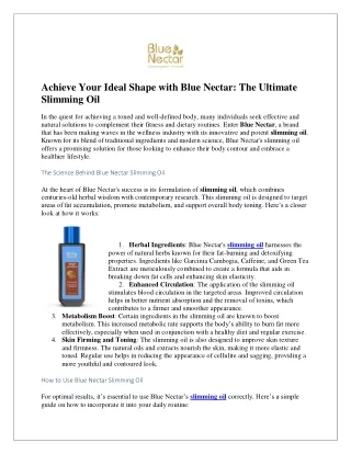 Achieve Results with Blue Nector Slimming Oil