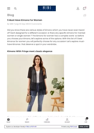 Timeless Kimono Fashion for Women Explore Mini Apparels