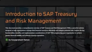 SAP Treasury and Risk Management (TRM) Course