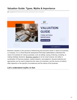 Valuation Guide Types Myths amp Importance