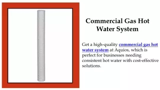 Commercial Gas Hot Water System