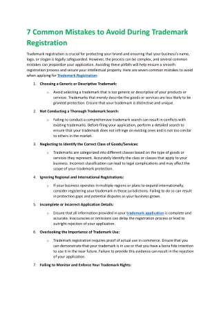 7 Common Mistakes to Avoid During Trademark Registration