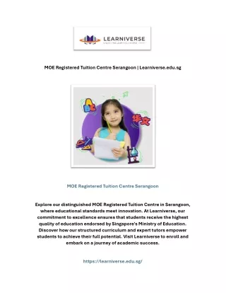 MOE Registered Tuition Centre Serangoon | Learniverse.edu.sg