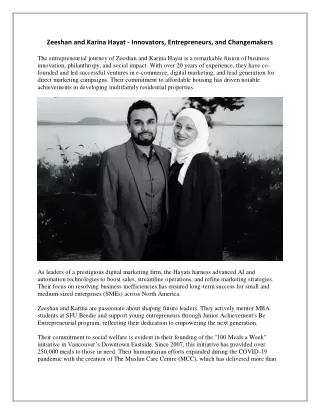 Zeeshan and Karina Hayat - Innovators, Entrepreneurs, and Changemakers