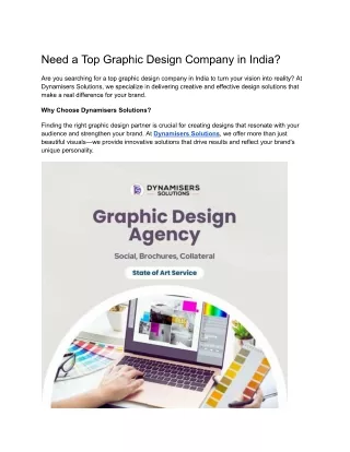Need a Top Graphic Design Company in India?