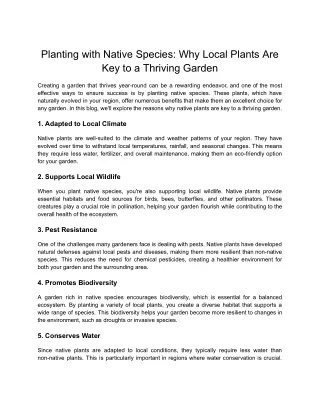 Planting with Native Species_ Why Local Plants Are Key to a Thriving Garden