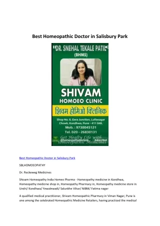 Best Homeopathic Doctor in Salisbury Park