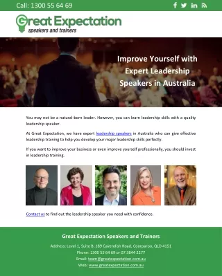 Improve Yourself with Expert Leadership Speakers in Australia