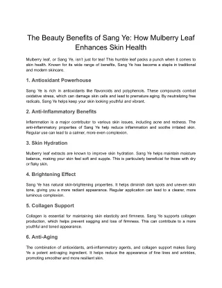 The Beauty Benefits of Sang Ye_ How Mulberry Leaf Enhances Skin Health