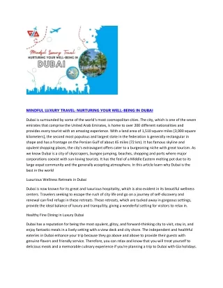MINDFUL LUXURY TRAVEL NURTURING YOUR WELL-BEING IN DUBAI
