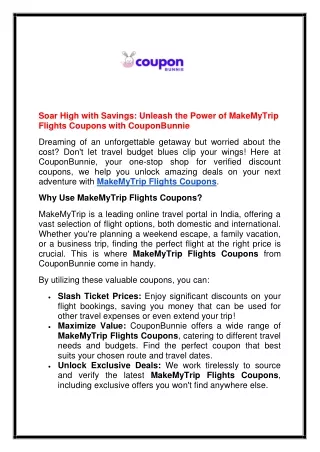 Soar High with Savings Unleash the Power of MakeMyTrip Flights Coupons with CouponBunnie