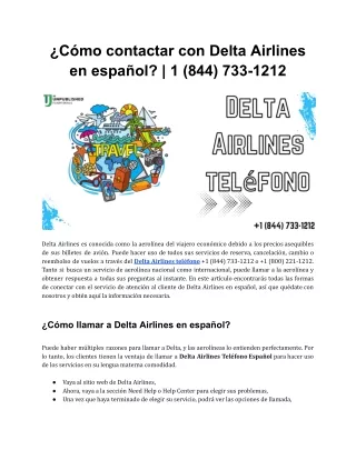 ¿Cómo contactar con Delta Airlines en español? | 1 (844) 733-1212