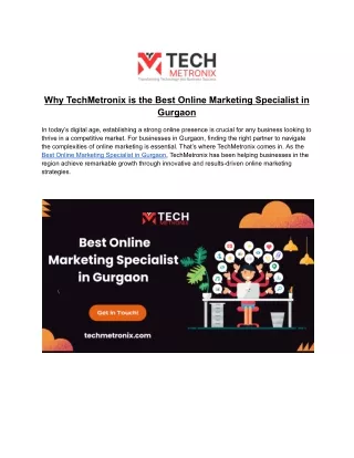 TechMetronix  Best Online Marketing Specialist in Gurgaon