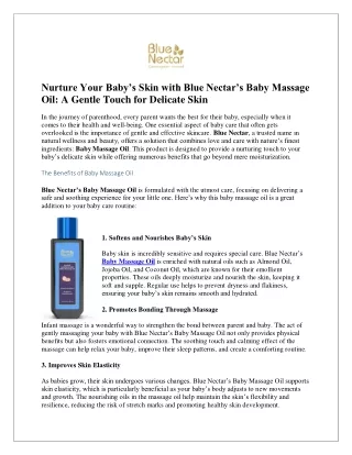 Nurture with Blue Nector Baby Massage Oil for Gentle Care