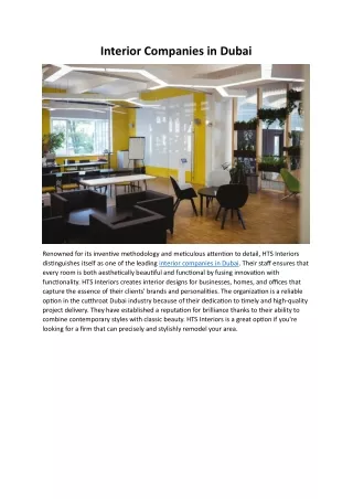 Interior Companies in Dubai