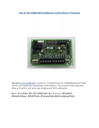 York S1-031-02993-000 Gas_Electric Control Board _ PartsHnC